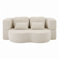 Geschwungenes Polstersofa aus Polyester in Beige, Zweisitzer