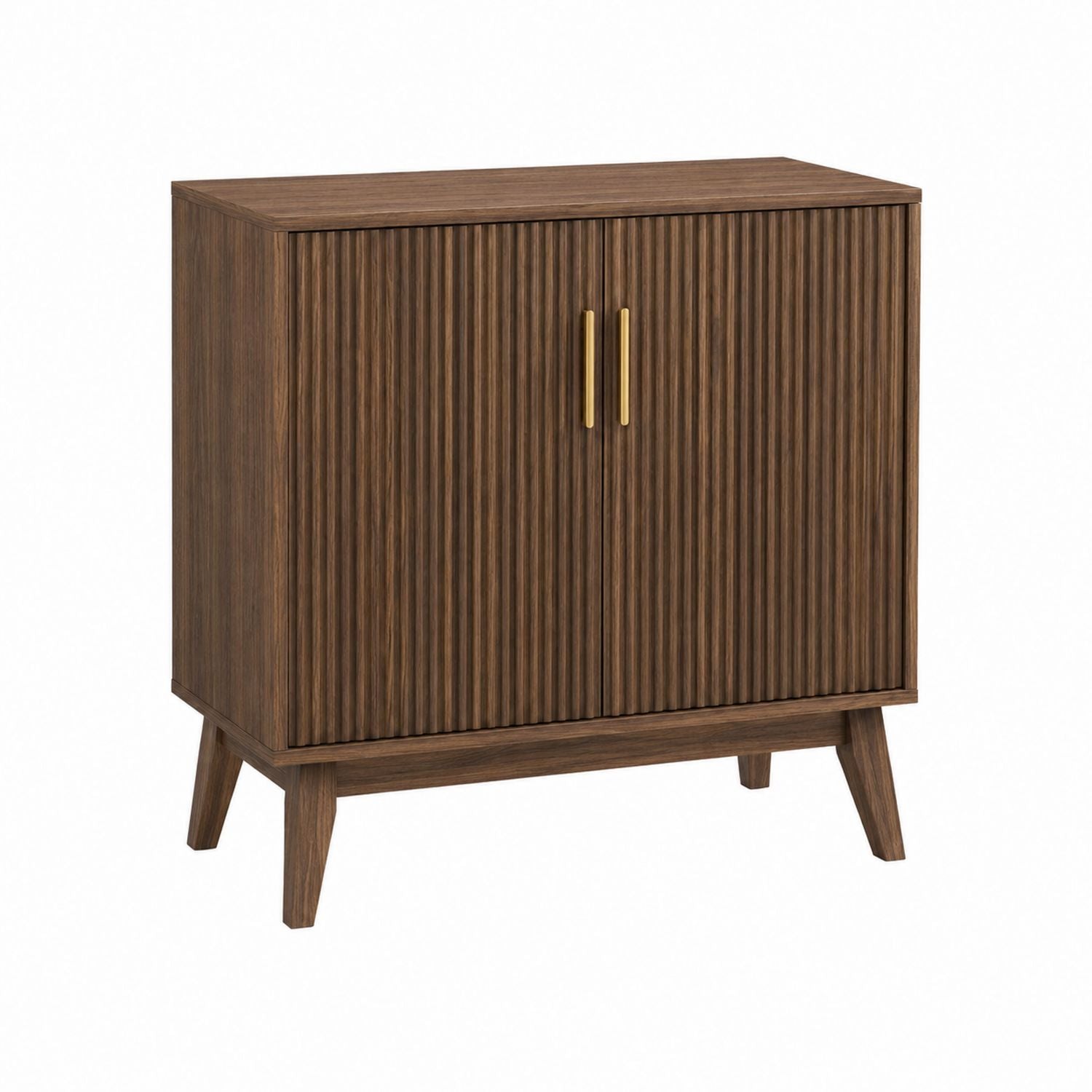 Holz-Sideboard mit geriffelten Türen und Messinggriffen 90x40x80cm