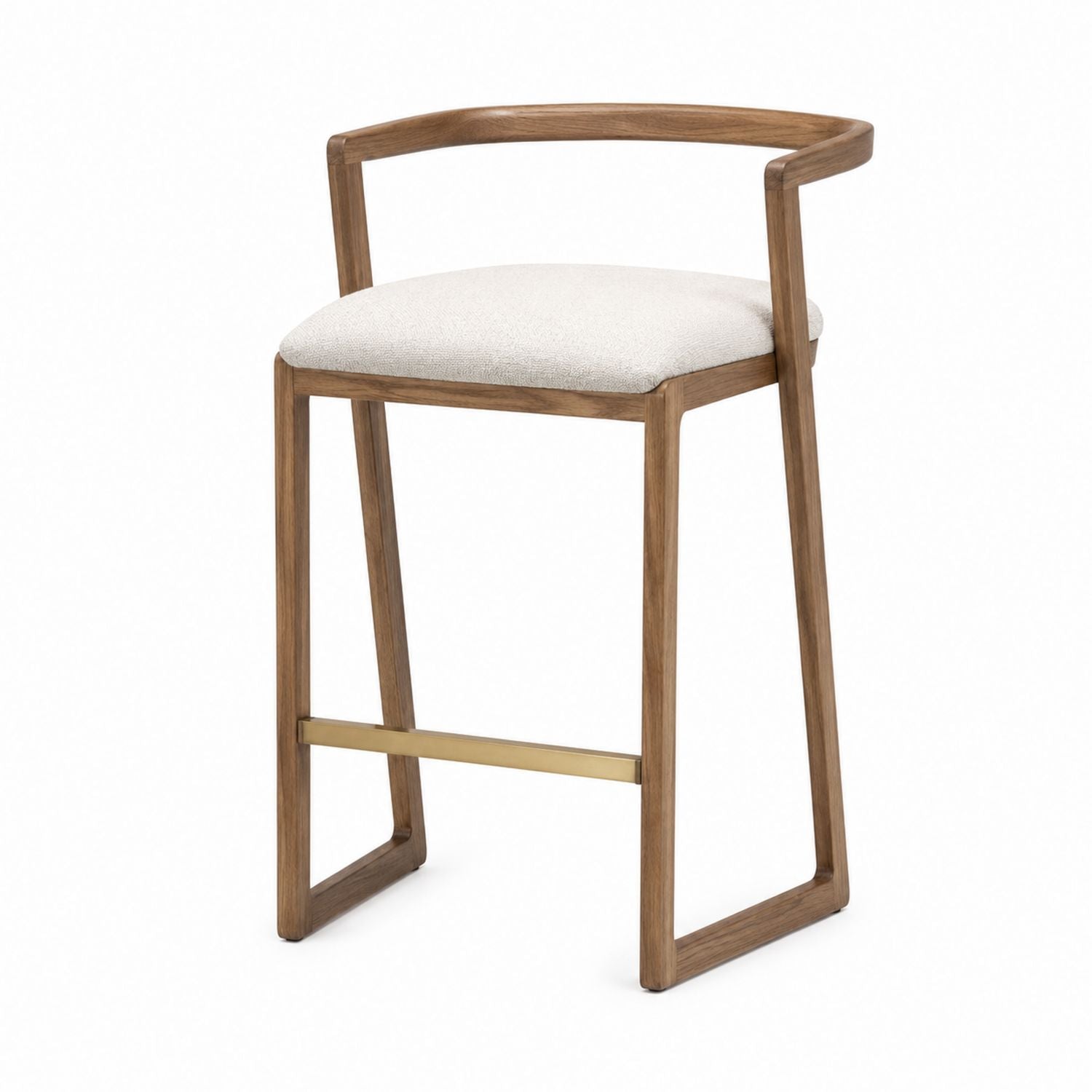 Barhocker aus Nussbaumholz mit gepolstertem Sitz
