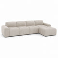 Beiges Cord-Ecksofa mit modularen Sitzelementen