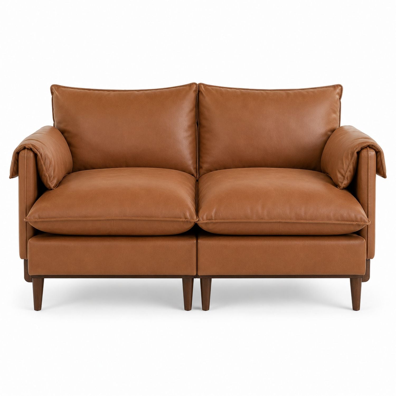 Ledersofa Zweisitzer Braun 158cm