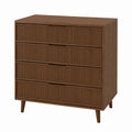 Holzkommode mit 4 Schubladen und gerippter Front, Braun 80cm x 40cm x 90cm