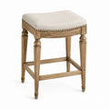 Barhocker aus Eichenholz mit Leinenbezug 45cm x 35cm x 65cm