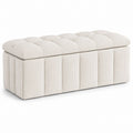 Beige Kord-gepolsterte Holz-Aufbewahrungsbank 120cm