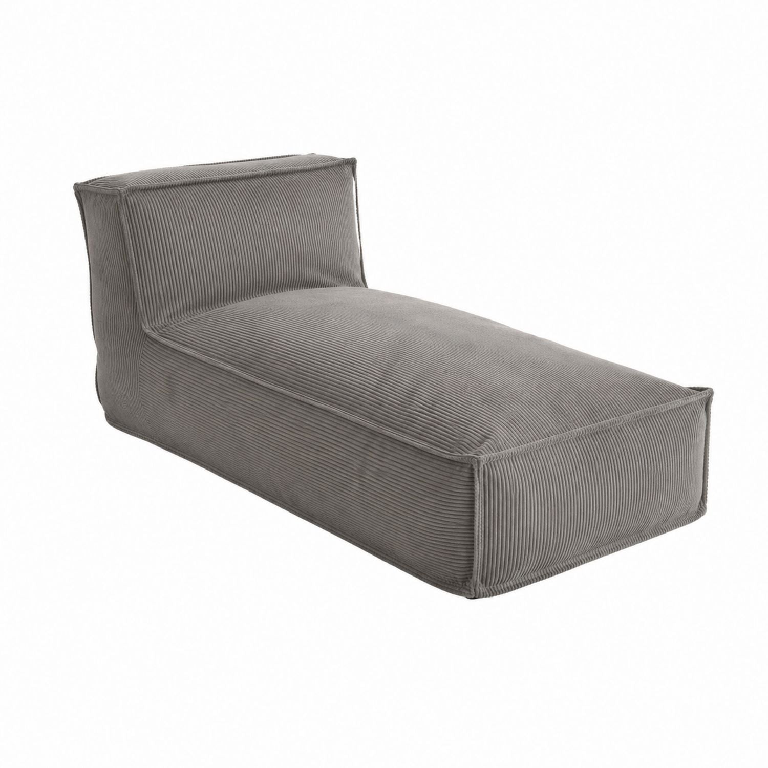 Grauer Kord-Chaiselongue-Sessel 150cm x 60cm x 40cm