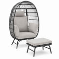 Outdoor-Lounge-Sessel-Set aus Polyrattan mit Kissen, Schwarz/Grau