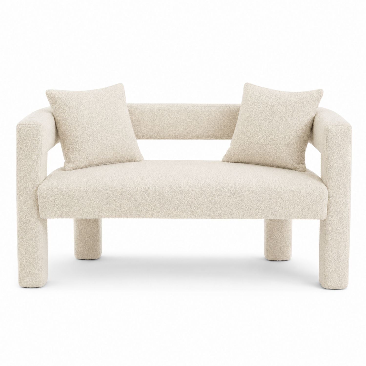 Bouclé-Stoff-Loveseat Sofa Beige Zweisitzer 140cm