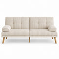 Beiges Cordsofa mit Massivholzfüßen 180cm