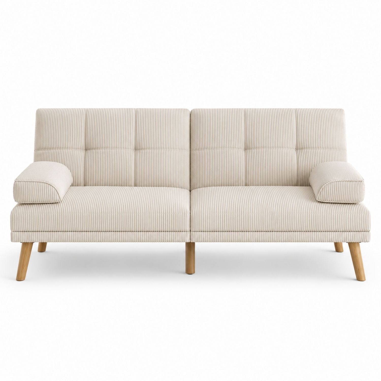 Beiges Cordsofa mit Massivholzfüßen 180cm