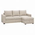 L-förmiges Sofa mit Leinenbezug Beige 210x145x85 cm