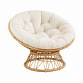 Rattan Papasan-Sessel mit Polyesterkissen Beige 100x100x68 cm