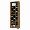Tall Wooden Shoe Storage Cabinet with 24 Compartments Brown