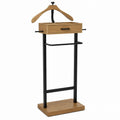 Oak Wood and Steel Coat Rack with Hanger and Drawer