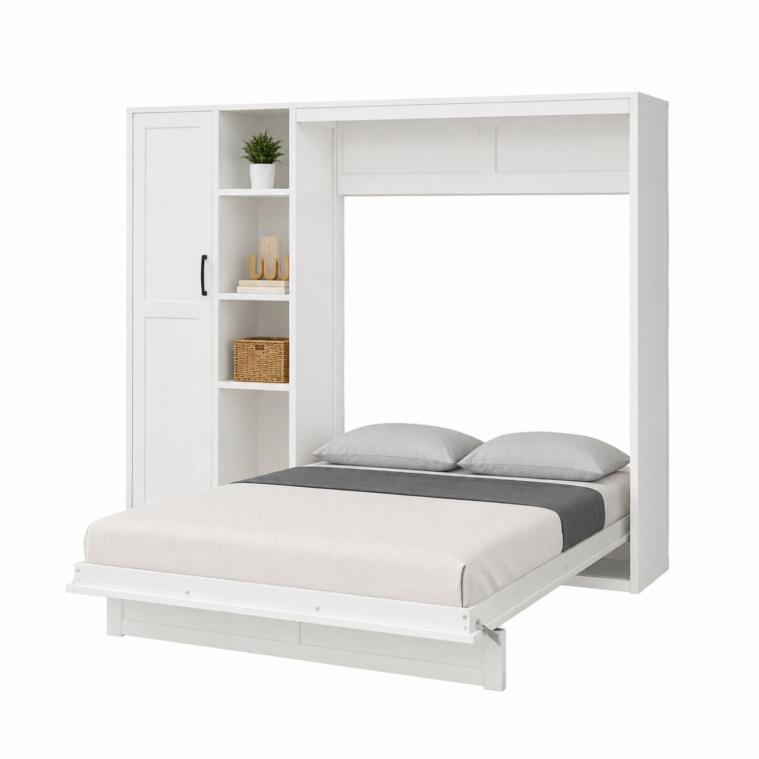 Weißes Murphy-Bett aus Holz mit Regal