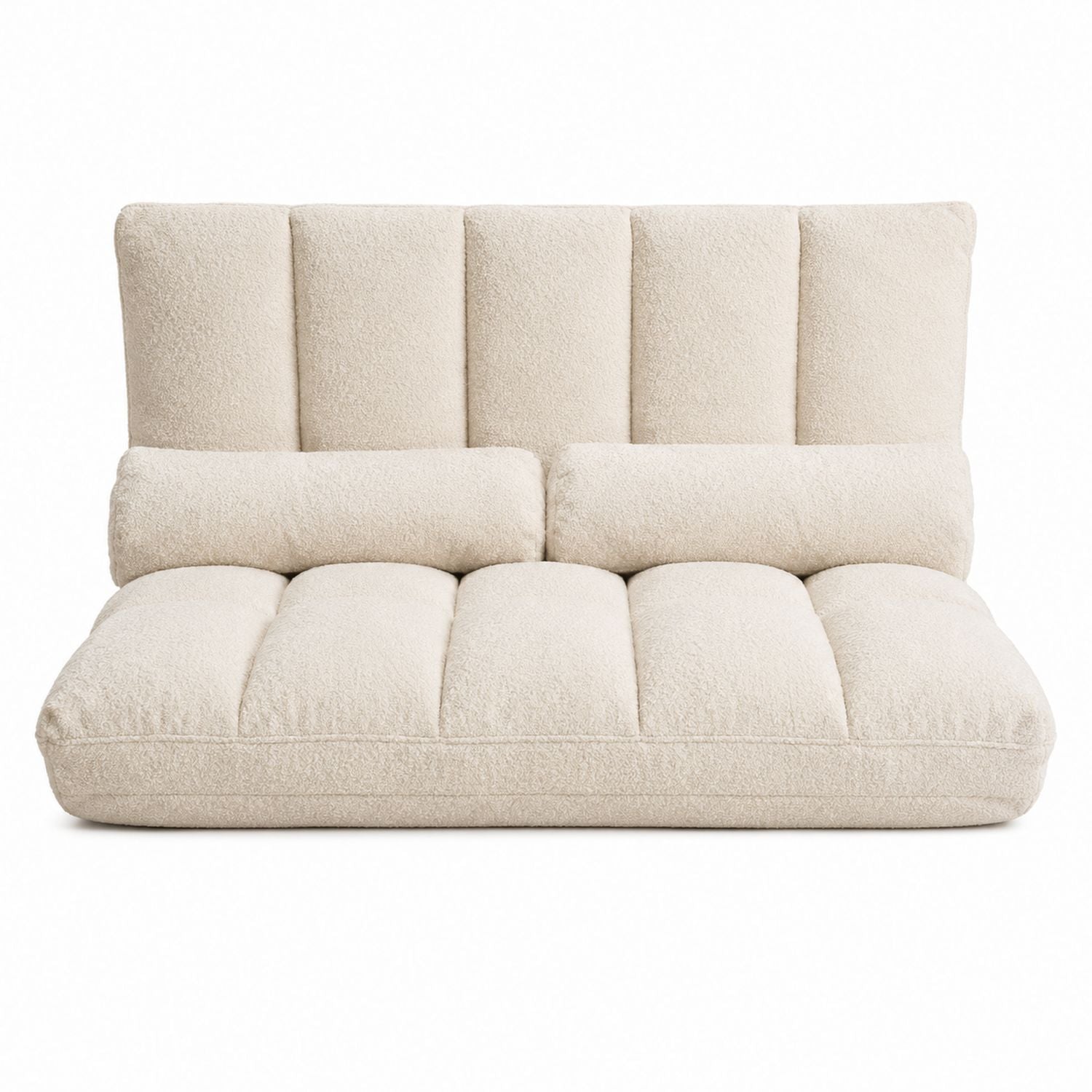 Beiges Bouclé-Stoffsofa ohne Armlehnen, 180 cm