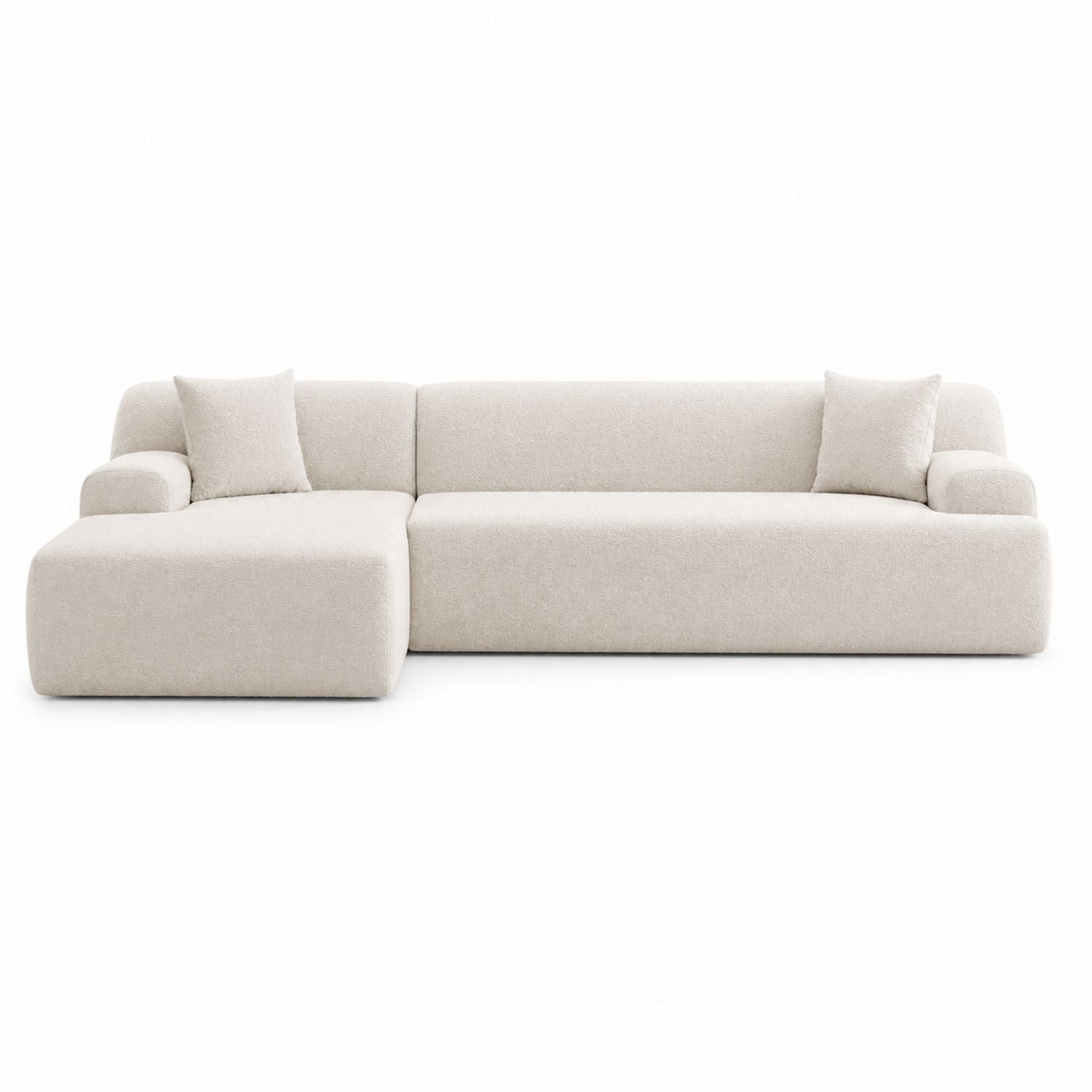 Beiges L-förmiges Sofa mit abnehmbaren Kissen, Polyesterbezug