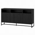 Holz-Sideboard mit Metallrahmen Schwarz 150cm x 40cm x 85cm