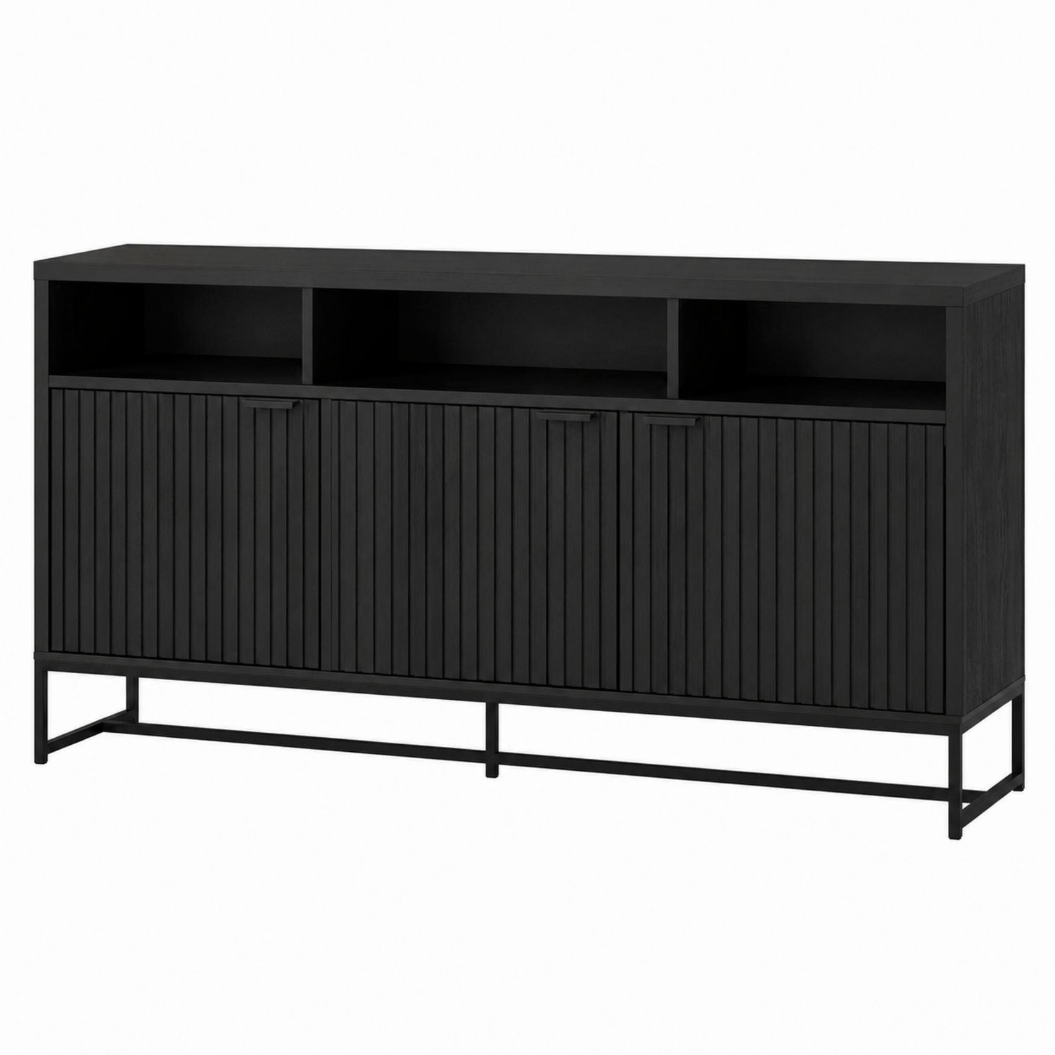 Holz-Sideboard mit Metallrahmen Schwarz 150cm x 40cm x 85cm