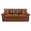 Braunes Dreisitzer-Sofa aus Kunstleder mit Massivholzbeinen