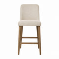 Barhocker mit Leinenbezug und Eichenholzbeinen Beige