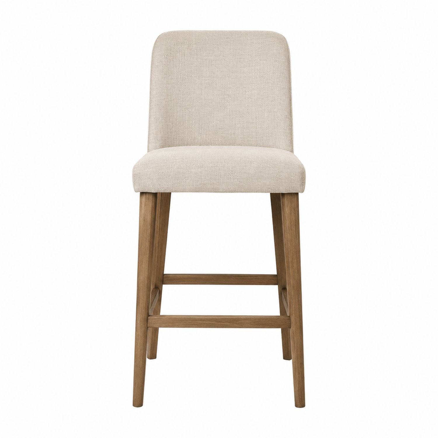 Barhocker mit Leinenbezug und Eichenholzbeinen Beige