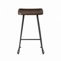 Hocker aus Holz mit Metallgestell, massive Eiche, dunkelbraun, Sitzhöhe 75 cm