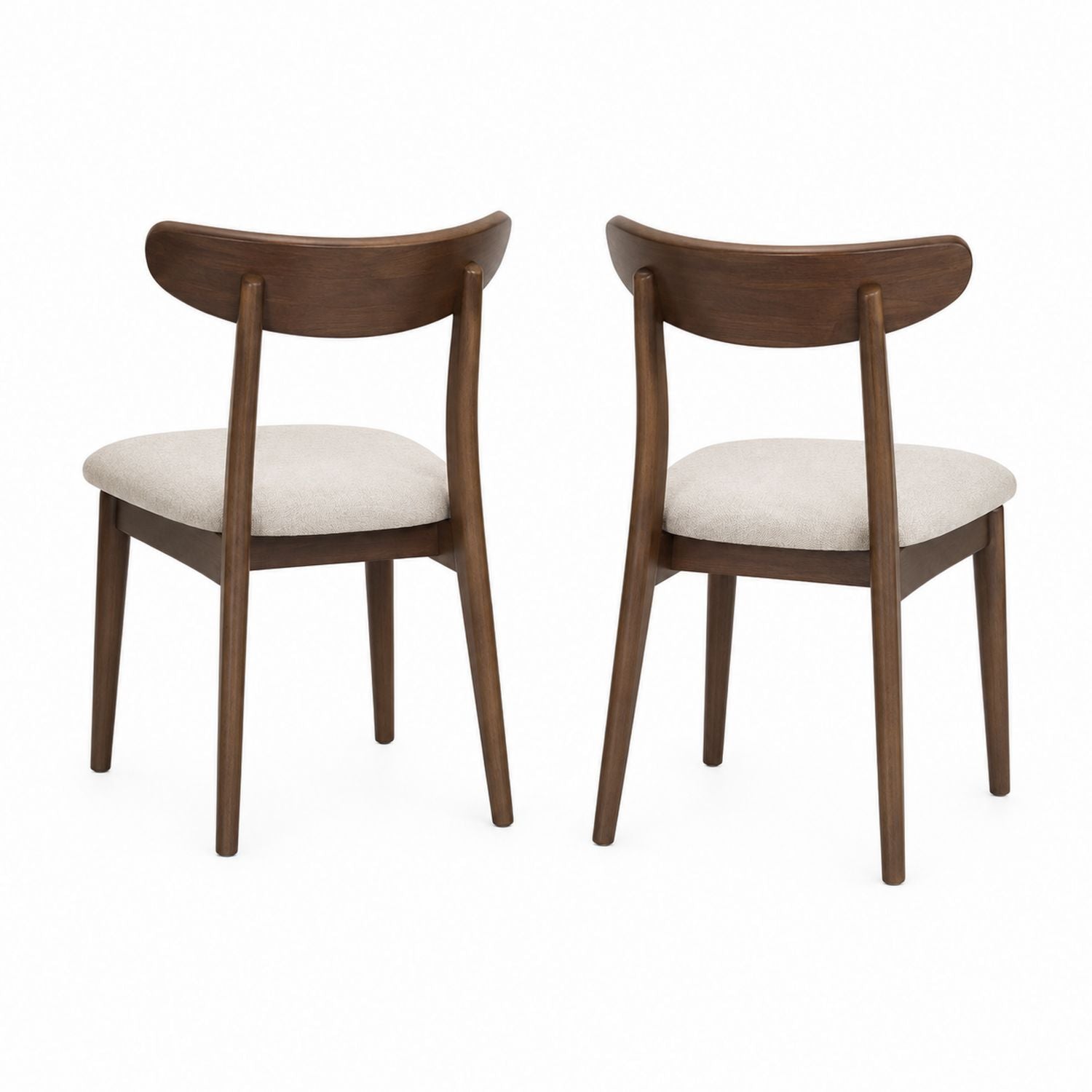 2er-Set Esszimmerstühle aus Holz mit gepolsterten Sitzen in Braun und Beige