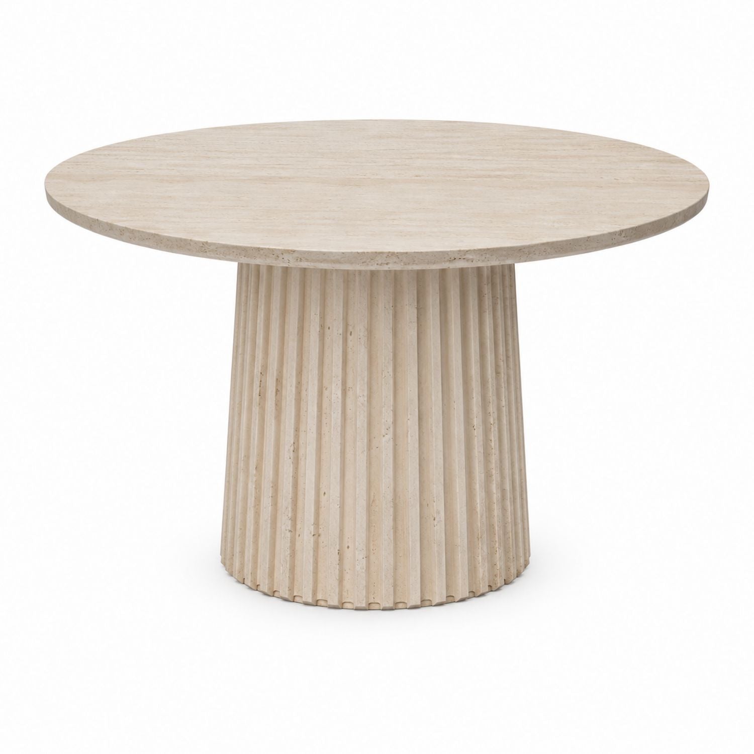 Runder Travertin-Esstisch Beige 120 cm