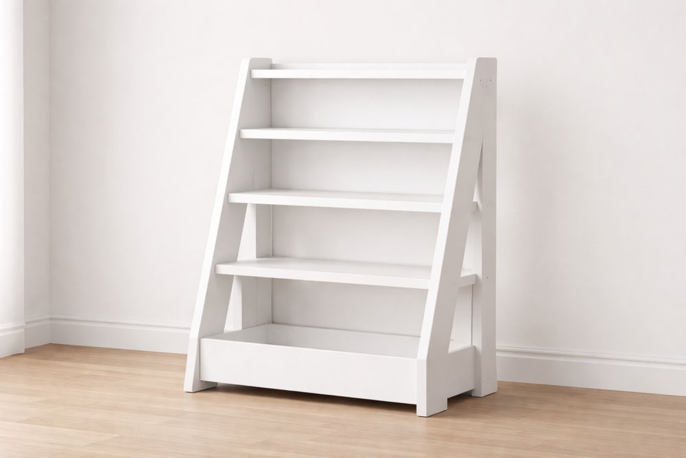 White MDF 4-Shelf A-Frame Bookcase