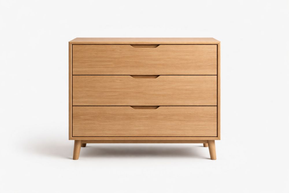 MDF Chest of Drawers Natural Finish 3 Drawer Dresser