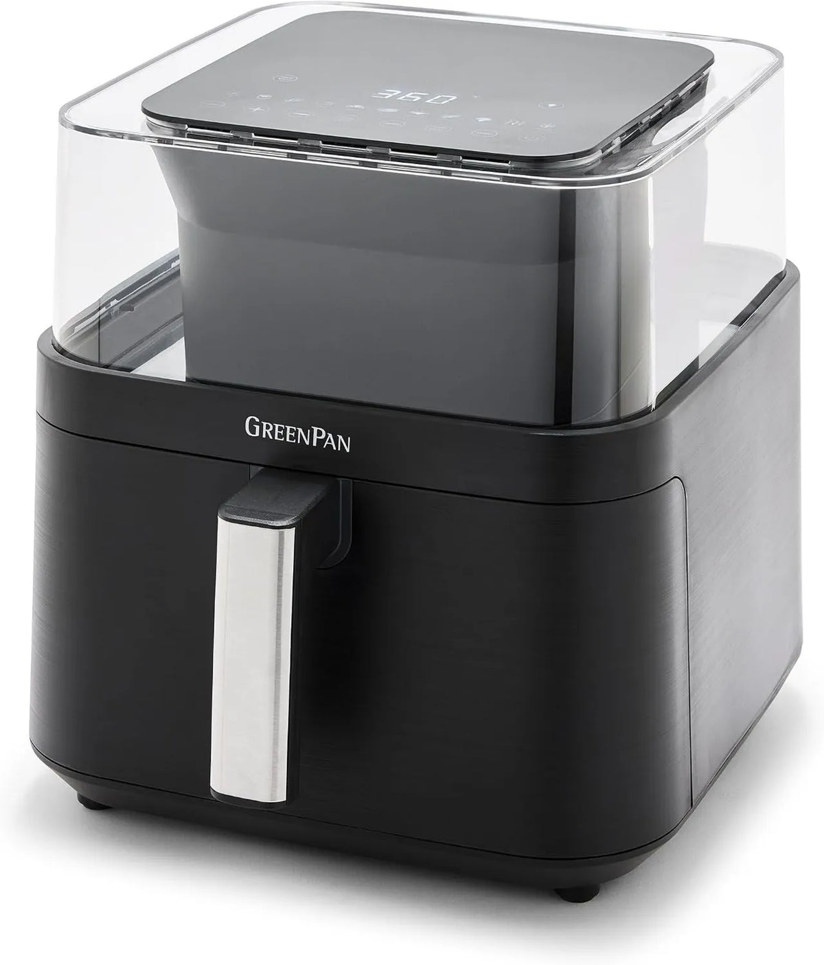 Air Fryer Delay Start 13-Presets, 7QT, Nonstick Interior, Ceramic Technology, Heat to 400°F, 360° Clear Window, Keep Warm, Shake Reminder, GreenPan