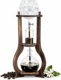 Drip Coffee Maker, 8 Cup, Wooden Frame & Glassware, Slow Cold Extraction System, Nispira