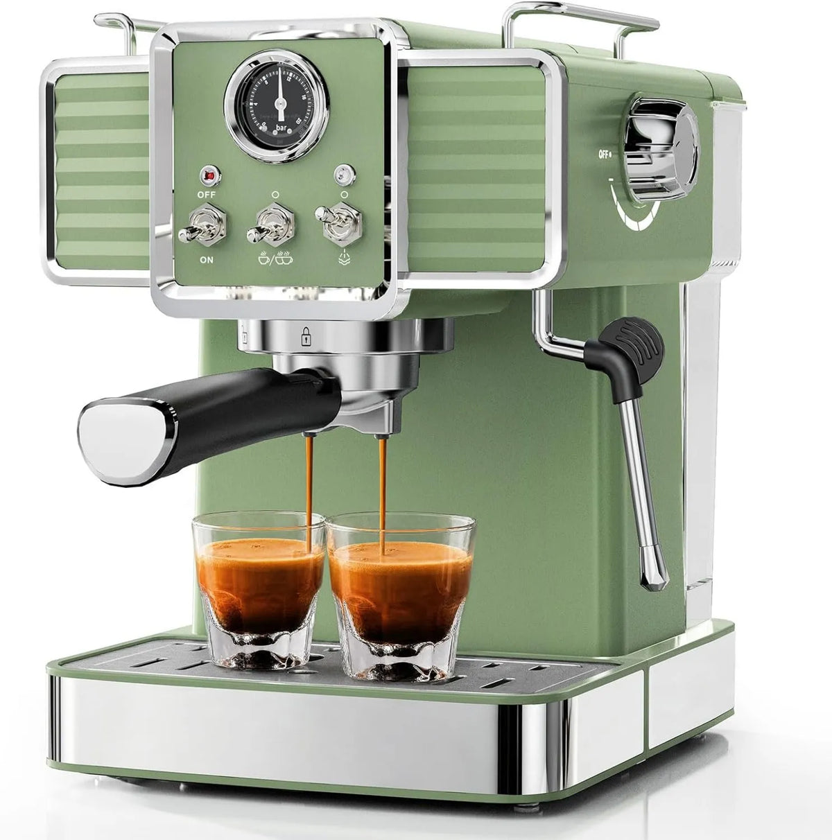 Espresso Machine 20Bar Semi Automatic Retro, Countertop Coffee Maker with Pressure Brewing