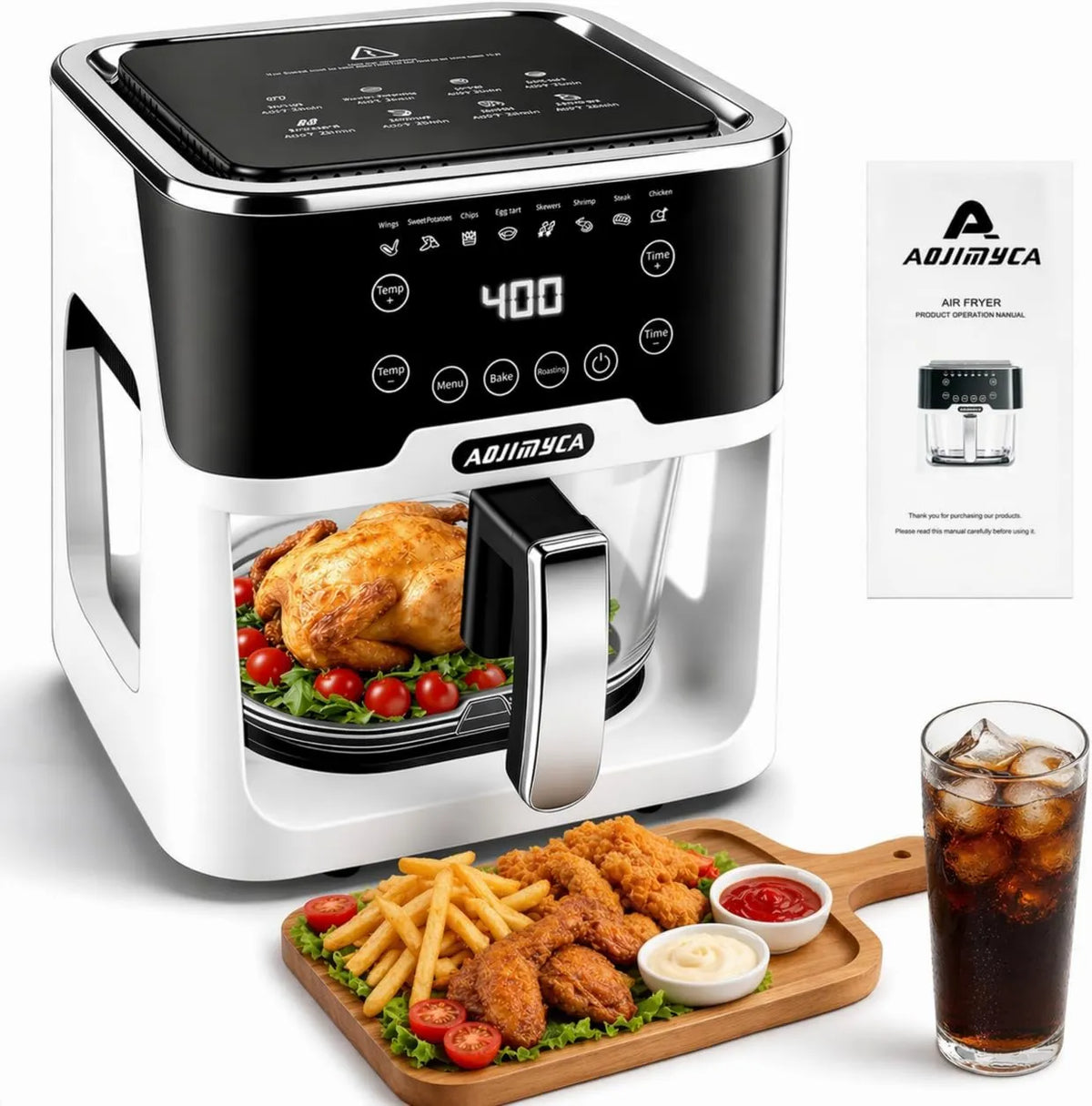 Air Fryer 6.0QT, Touch Controls, Non Toxic AirFryer with Touchscreen Control