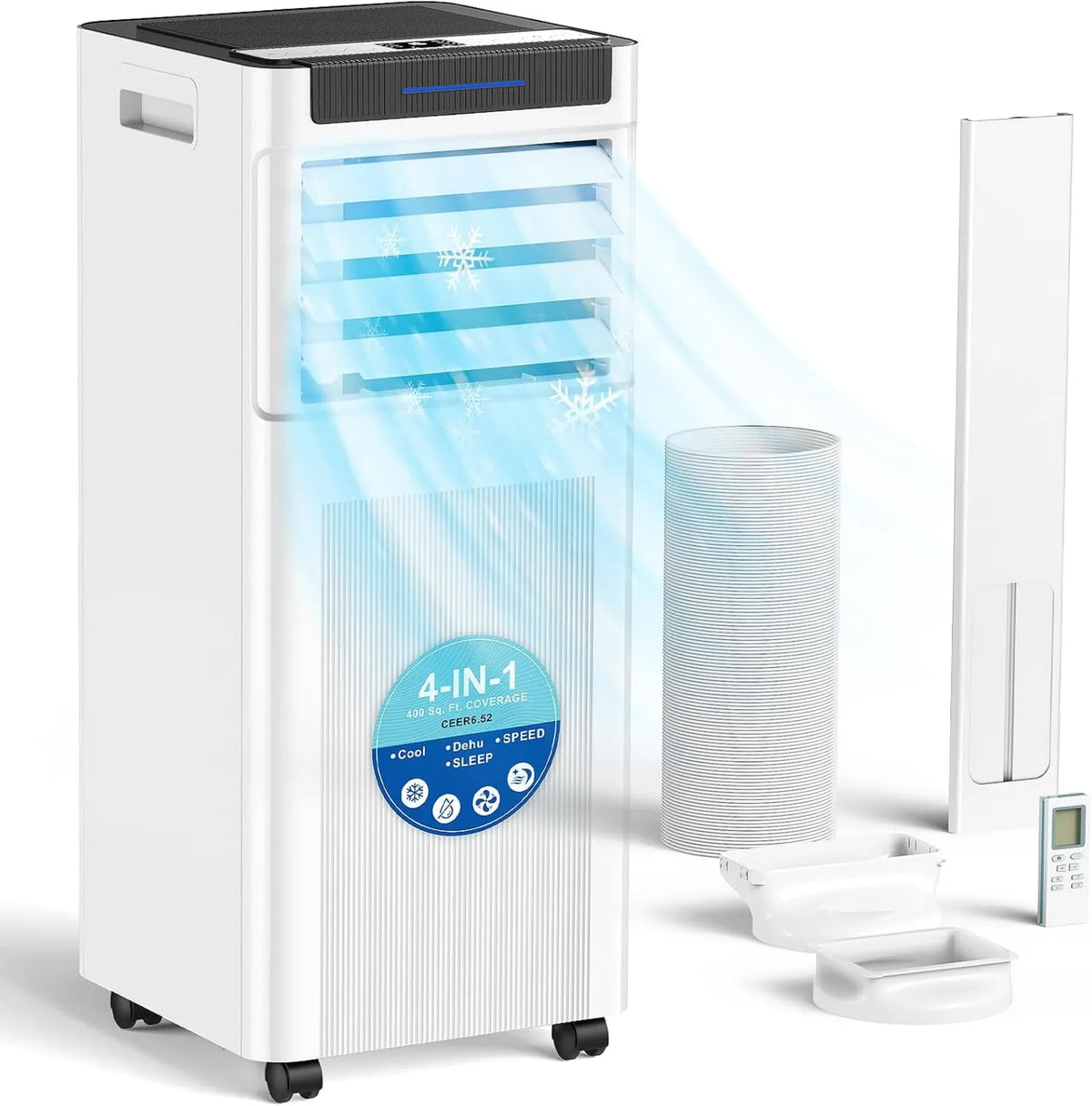 Dehumidifier, 10000 BTU, 4-in-1, Remote Control&24H Timer, Portable AC up to 450 Sq.Ft, 4 in 1 Portable AC Unit with Cool, Fan Modes&Sleep