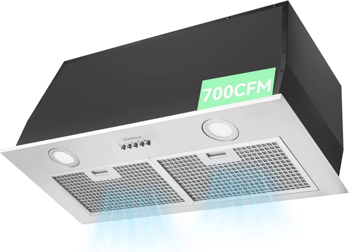 Range Hood, 700 CFM, 27.8 Inch, Stainless Steel, Built-In Installation, Push Button Control, Convertible Ducted/Ductless