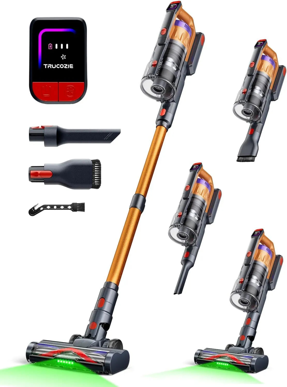 Cordless Stick Vacuum, Cordless Design, Rechargeable, Vacuum Suction, 60Kpa, 70min, Green LED Light for Hardwood Floors & Carpet