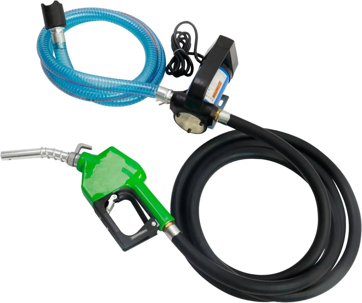 Volt Electric Fuel Transfer Pump, 12 GPM, 120V, Fuel Hose, Mechanical Meter, AUTO Fuel Nozzle, NPT Connect Fitting
