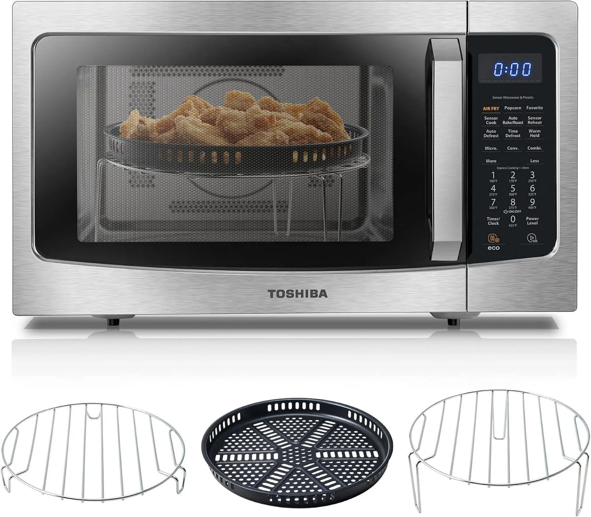 Toshiba 4-in-1 Air Fryer, 1.5 Cu.Ft, 1000W, Hot-Air Countertop Cooker