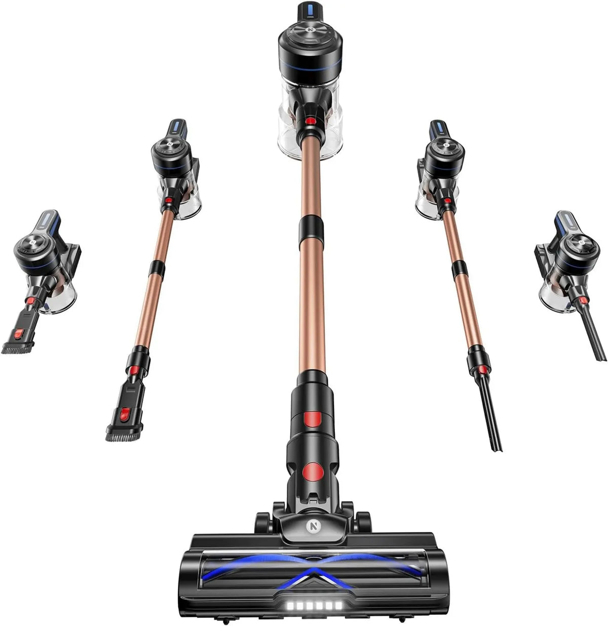 Cordless Stick Vacuum 65-Min, Cordless Design, Anti-Tangle Brush, 580W, 1.8L, 50KPa, 1.8L Large Dust Cup, NADALY