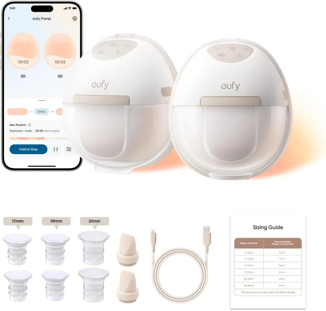 Eufy Heated Wearable Breast Pump E20, App Control, Heat Function, Hands-Free