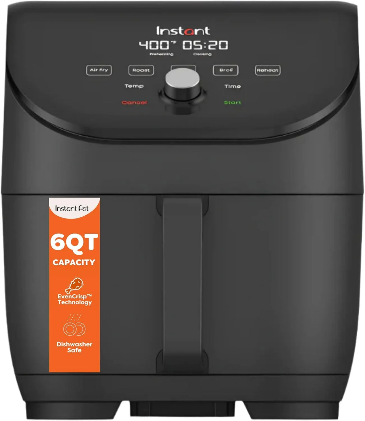 Instant Pot Air Fryer, 6QT, Nonstick Interior, 100+ In-App Recipes, Space Saving, Dishwasher-Safe, Broils & is Quiet, from the Makers of Instant Pot