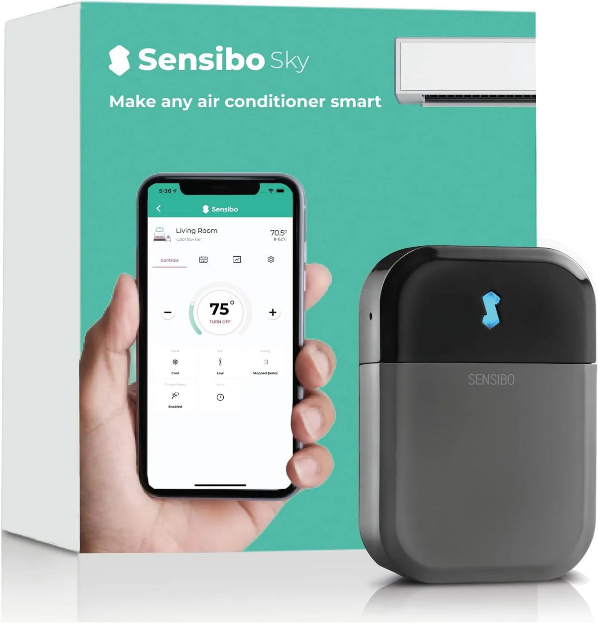 Sensibo Smart Wireless Sky Smart Thermostat, Wifi, Alexa and Siri Compatible, Quick & Easy DIY Installation, Maintains Comfort with Energy Efficient