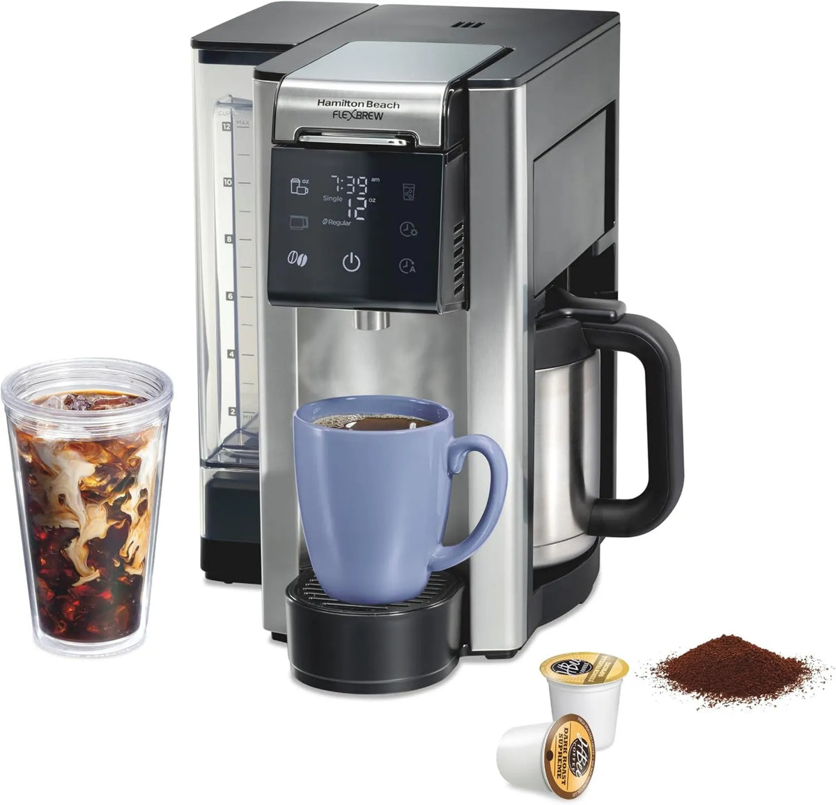 Hamilton Beach Flexbrew Advanced 5-in-1 Drip Coffee Maker, Single-Serve Brewing