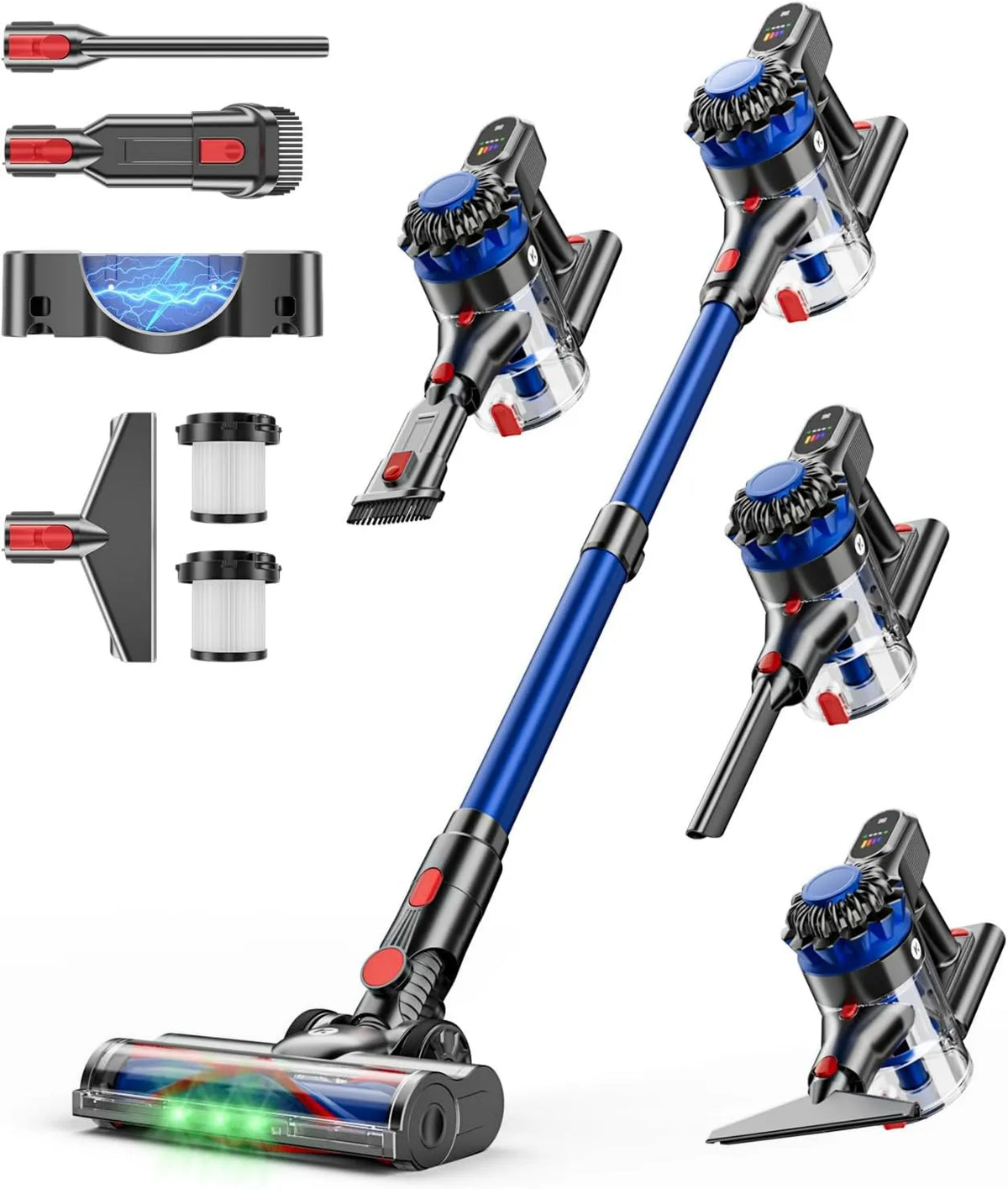 Cordless Stick Vacuum 40Kpa, 500W, 60Mins, 8-in-1, Cordless Design, Anti-Tangle Brush, 8 in 1 Lightweight Vacuum for Hard Floors Carpet Pet Hair