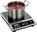 Induction Cooktop, Stainless Steel, Timer, Commercial-Grade Design, Compact Portable Design, Heat Function, 1800W, 10 Hours, Large 8' Heating Coil