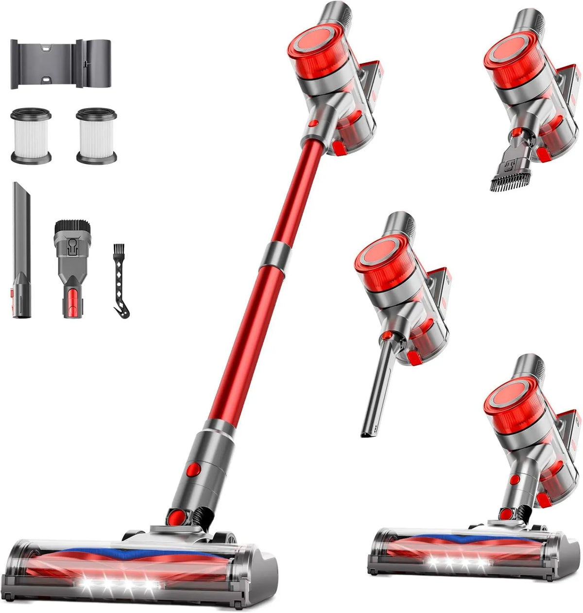 Cordless Stick Vacuum 6-in-1, Cordless Design, Rechargeable, 45 Mins, 6-in-1 Lightweight Handheld Vacuum