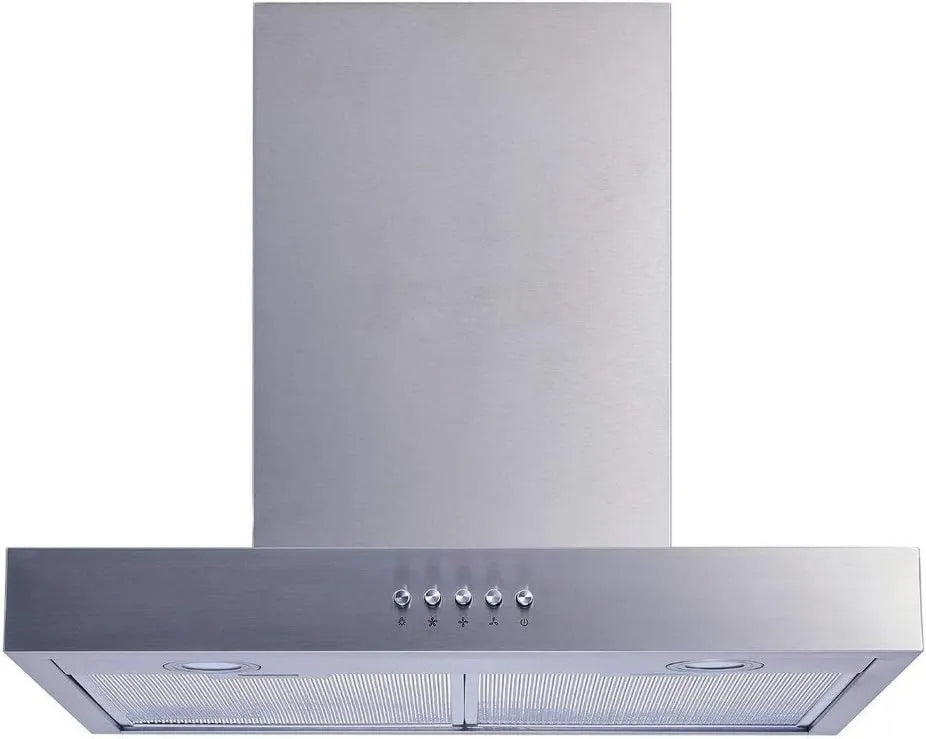 Range Hood, Stainless Steel, Wall-Mountable, 36 In, Charcoal Filters and Push Button Control
