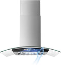 Range Hood, 700 CFM, 36 Inch, 3 Speed, Touch Controls, Ceiling-Mount Installation, Island-Mount Design, 4 LED Lights, Tempered Glass, JOEAONZ