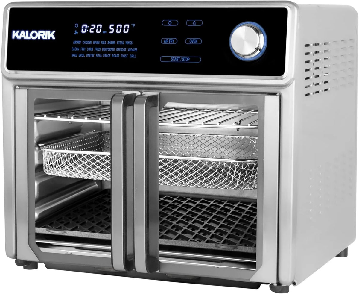 Air Fryer 26-Quart, Stainless Steel, 1700-Watts, Includes Cooking Accessories, Kalorik